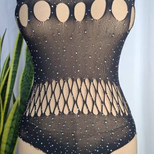 بادی فیشنتی نگین دار مشکی کد 81801