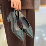 کفش مجلسی مدل تینا ورنی پاشنه 5 سانت سبزلجنی