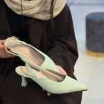کفش مجلسی مدل نهال پاشنه 5 سانت فلوتر سبز روشن